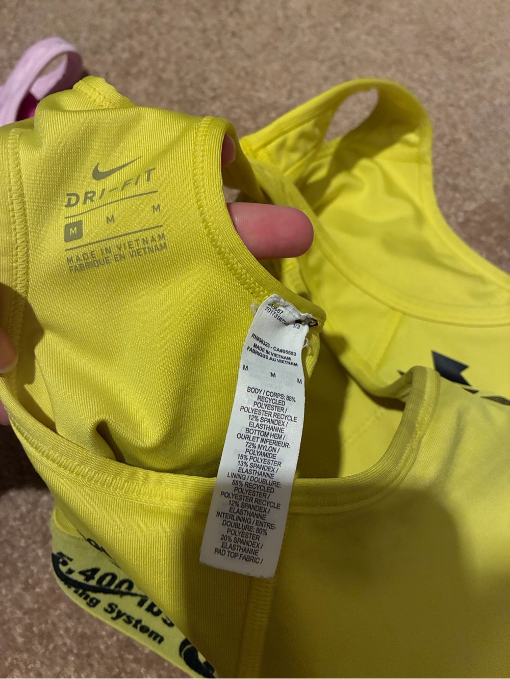 Off-White Neon Yellow Racerback Logo Sports Bra - Picture 3 of 3